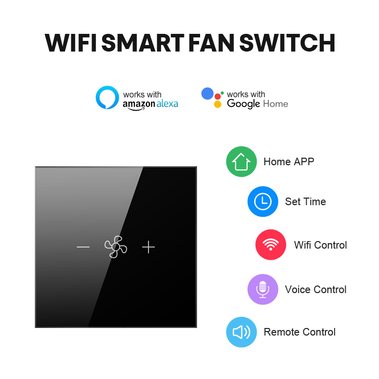 US Standard 400W APP Control Wifi Smart Ceiling Fan Swith Tuya 5 Speeds Work with Alexa/Google Home/Smartthings/Yandex