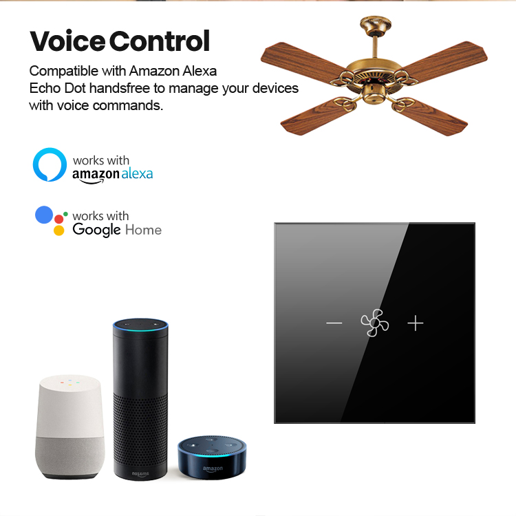 US Standard 400W APP Control Wifi Smart Ceiling Fan Swith Tuya 5 Speeds Work with Alexa/Google Home/Smartthings/Yandex