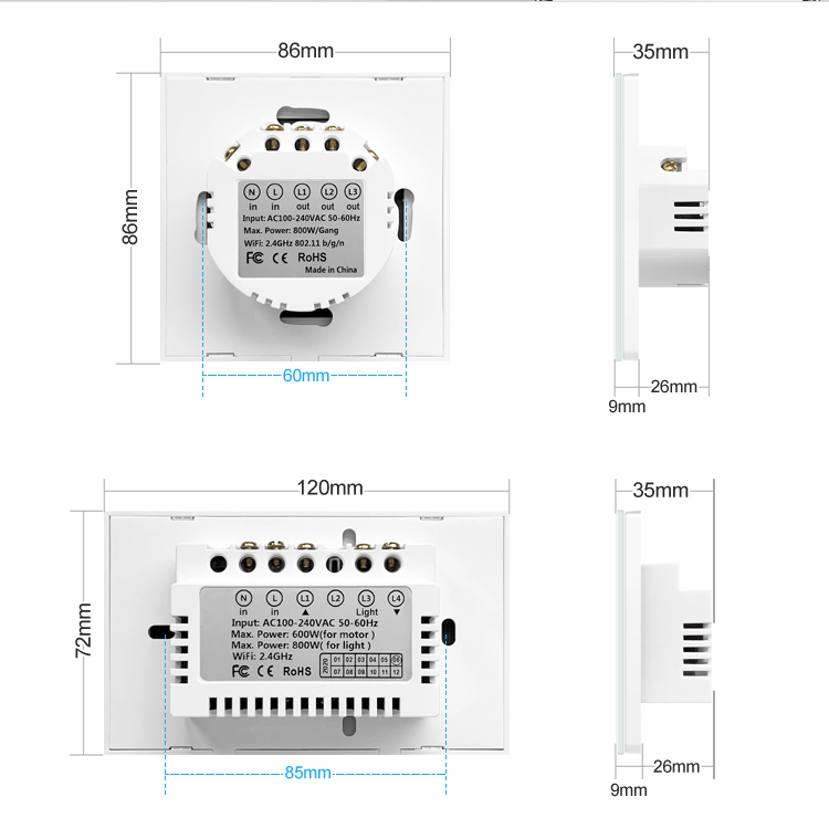 Tuya US/EU Smart Switches Wifi Touch Curtain Lamp Switch Smart Home Switch  For Roller Shutter Electric Curtain Motor