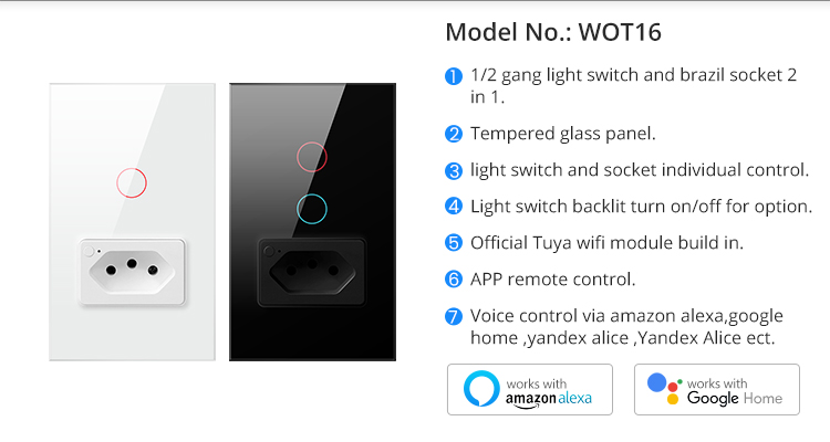 Factory Outlet Wall Switch And Brasil Socket Tuya Wifi Smart Switches  Remote Control Voice Light Smart Home Alexa Google Home